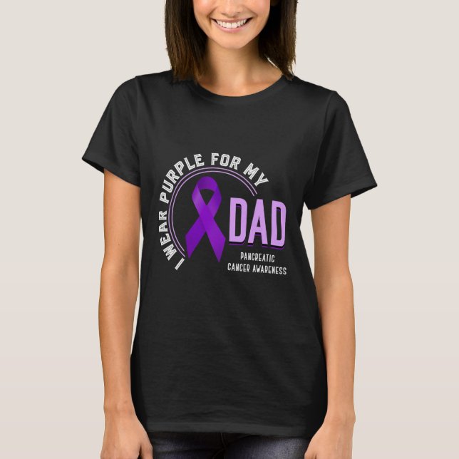 Camiseta Eu Visto Roxo Para O Meu Câncer de pâncreas Pai Aw (Frente)