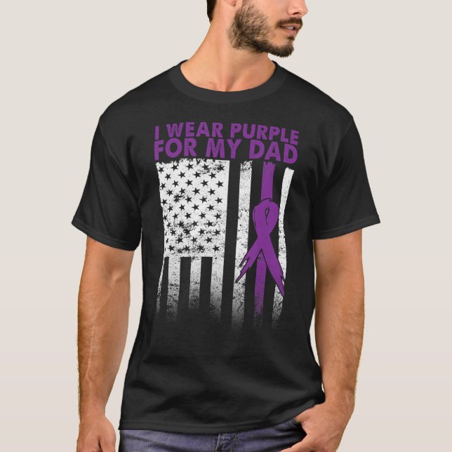 Camiseta Eu Visto Roxo Para O Meu Câncer de pâncreas Pai Aw (Frente)