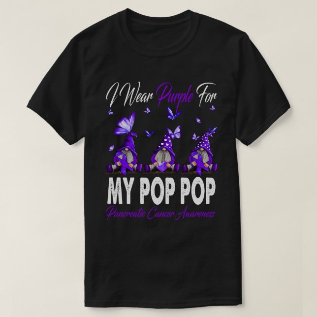 Camiseta Eu Visto Roxo Para O Meu Câncer de pâncreas POP Aw (Frente do Design)