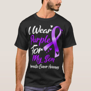 Camiseta Eu Visto Roxo Para O Meu Filho Câncer de pâncreas 