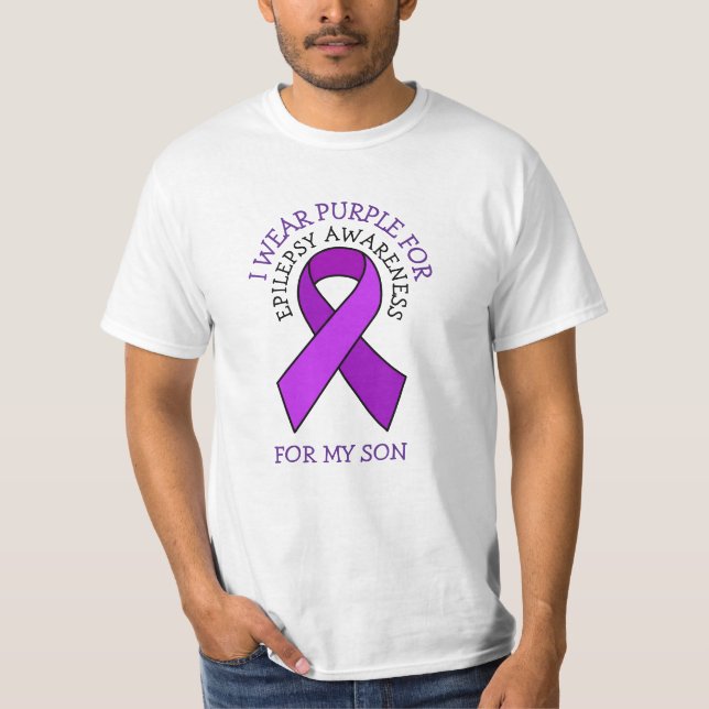Camiseta Eu Visto Roxo para o meu Filho | Sensibilização pa (Frente)