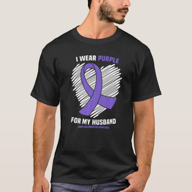 Camiseta Eu Visto Roxo Para O Meu Marido Chiari Malformatio (Frente)