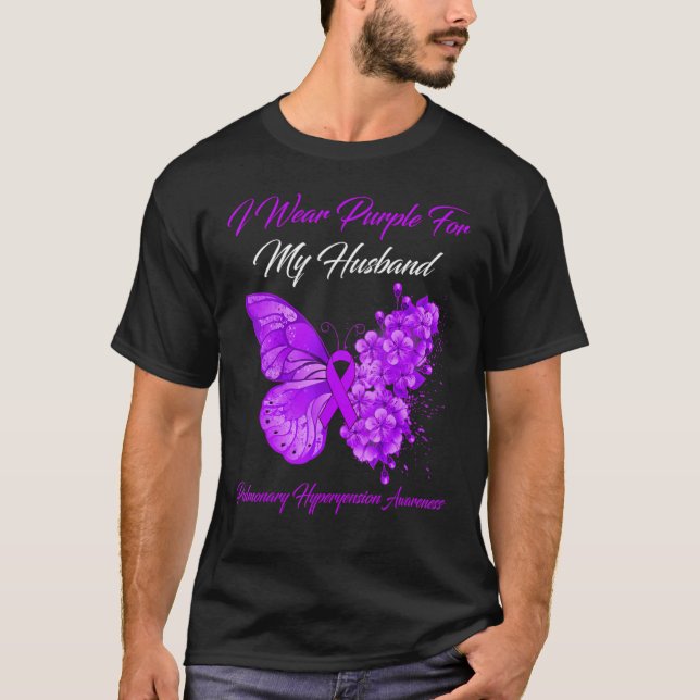 Camiseta Eu Visto Roxo Para O Meu Marido Hiperyensio Pulmon (Frente)