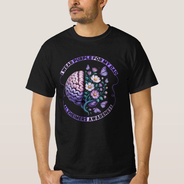 Camiseta Eu Visto Roxo para o meu Pai - Consciência do Alzh (Frente)