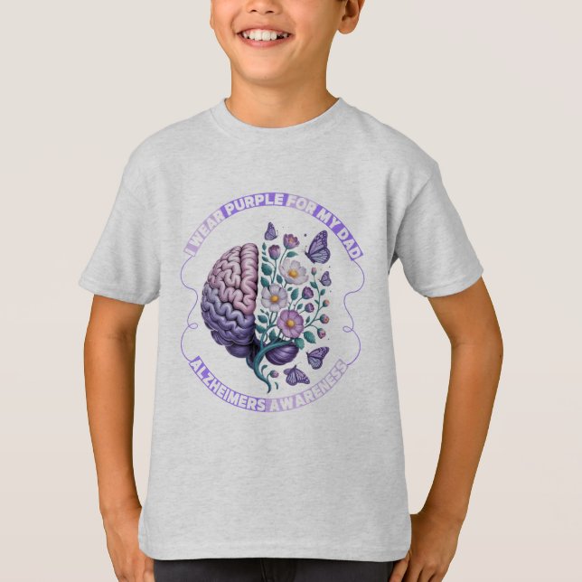 Camiseta Eu Visto Roxo para o meu Pai - Consciência do Alzh (Frente)