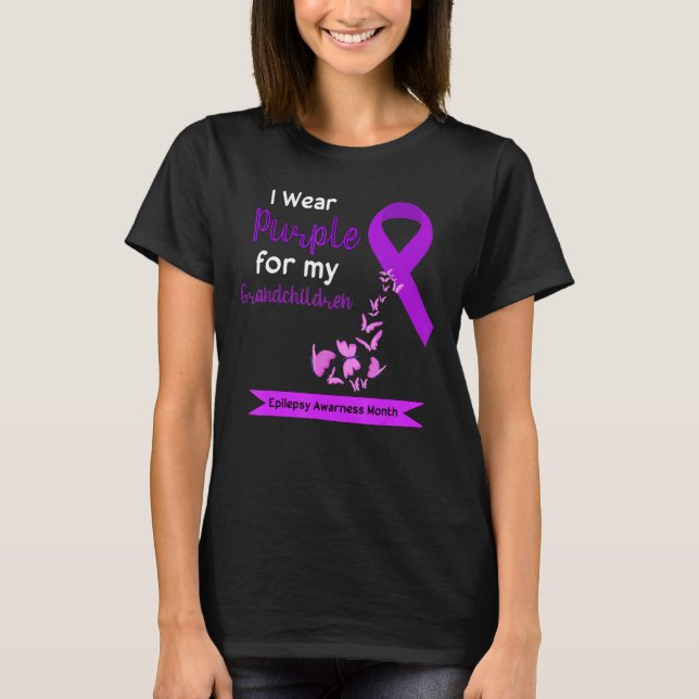 Camiseta Eu Visto Roxo Para Os Meus Netos Epilepsia Awaren (Frente)
