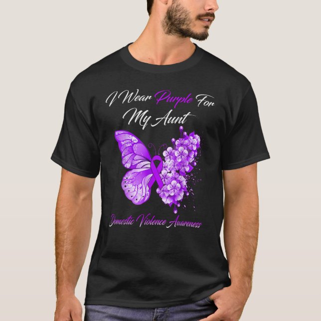 Camiseta Eu Visto Roxo Pela Minha Tia, A Violência Doméstic (Frente)