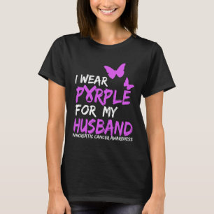 Camiseta Eu Visto Roxo Pelo Meu Câncer de pâncreas Marido A