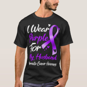 Camiseta Eu Visto Roxo Pelo Meu Câncer de pâncreas Marido A