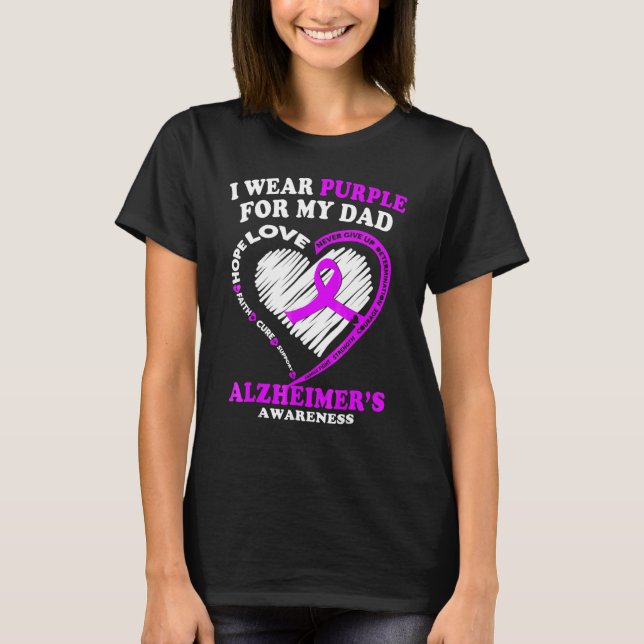 Camiseta Eu Visto Roxo pelo meu Pai Alzheimer, demência em  (Frente)