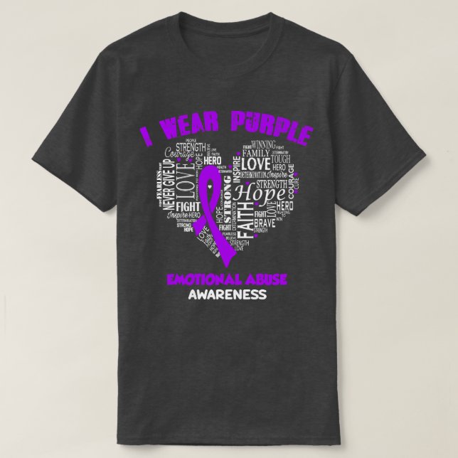 Camiseta Eu Visto Roxo Por Consciência Emocional Do Abuso (Frente do Design)
