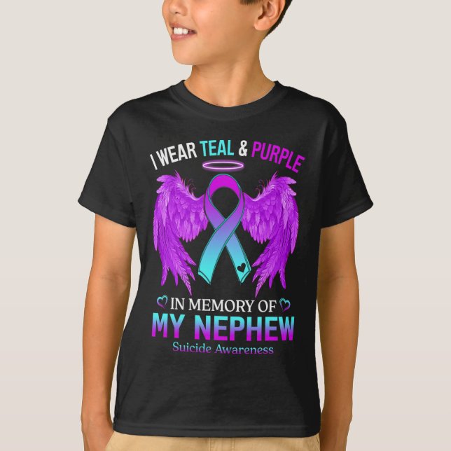 Camiseta Eu Visto Roxo Teal Em Memória De Sobrinho Suicida  (Frente)