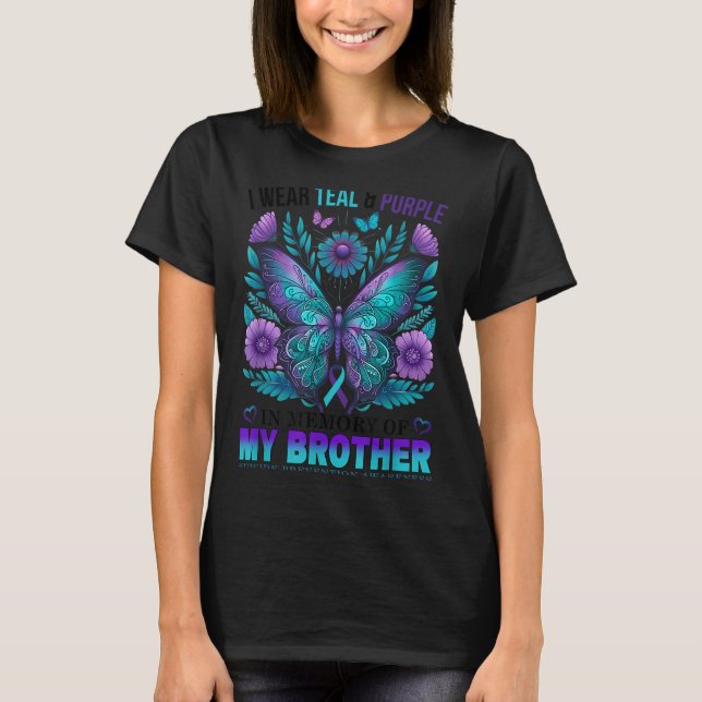 Camiseta Eu Visto Roxo Teal Em Memória Do Meu Irmão Suicídi (Frente)