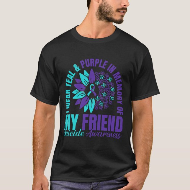 Camiseta Eu Visto Roxo Teal Em Memória Do Meu Suicídio Amig (Frente)