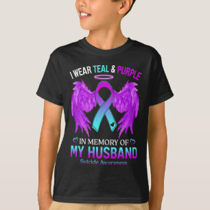 Camiseta Eu Visto Roxo Teal Em Memória Do Meu Suicídio Mari