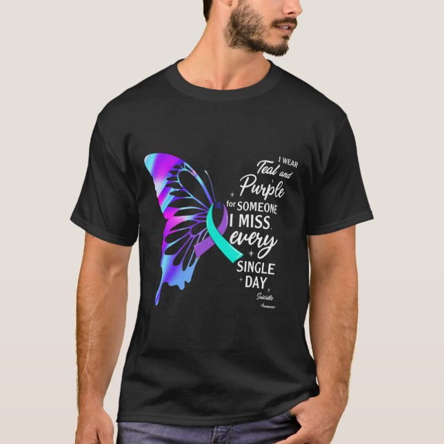 Camiseta Eu Visto Roxo Teal Para A Prevenção Do Suicídio Em (Frente)