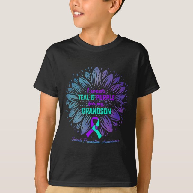 Camiseta Eu Visto Roxo Teal Para Prevenção Suicida De Neto (Frente)