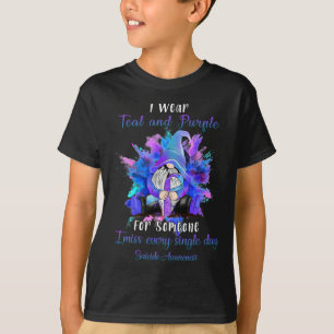Camiseta Eu Visto Roxo Teal Por Alguém Que Conhece Suicídio