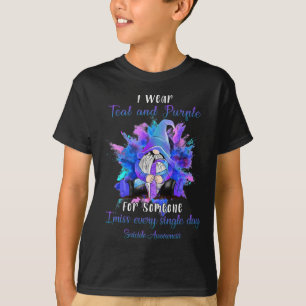 Camiseta Eu Visto Roxo Teal Por Alguém Que Conhece Suicídio