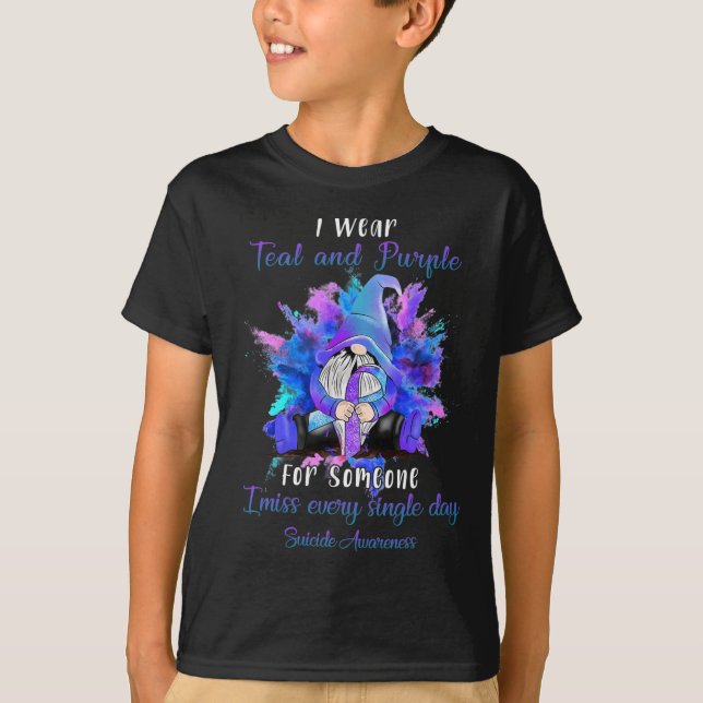 Camiseta Eu Visto Roxo Teal Por Alguém Que Conhece Suicídio (Frente)