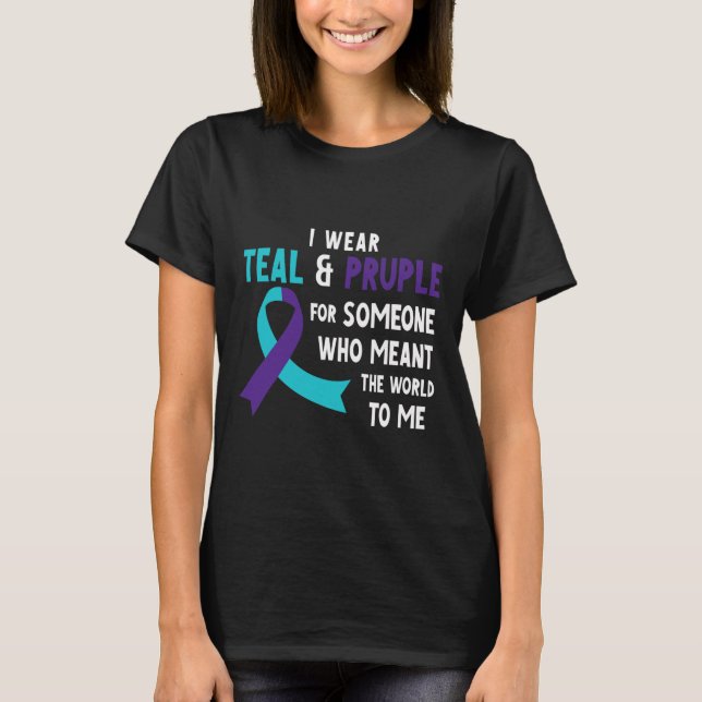 Camiseta Eu Visto Roxo Teal Por Alguém Que Preveja Suicídio (Frente)