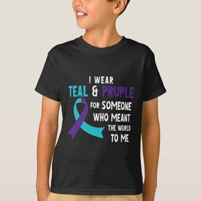 Camiseta Eu Visto Roxo Teal Por Alguém Que Preveja Suicídio (Frente)