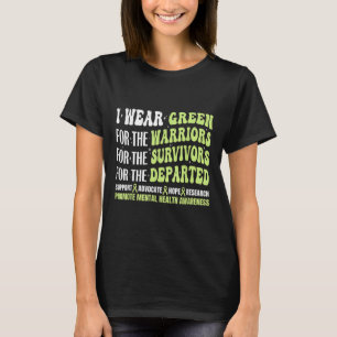 Camiseta Eu Visto Saúde Mental Verde Sensibilização para a 