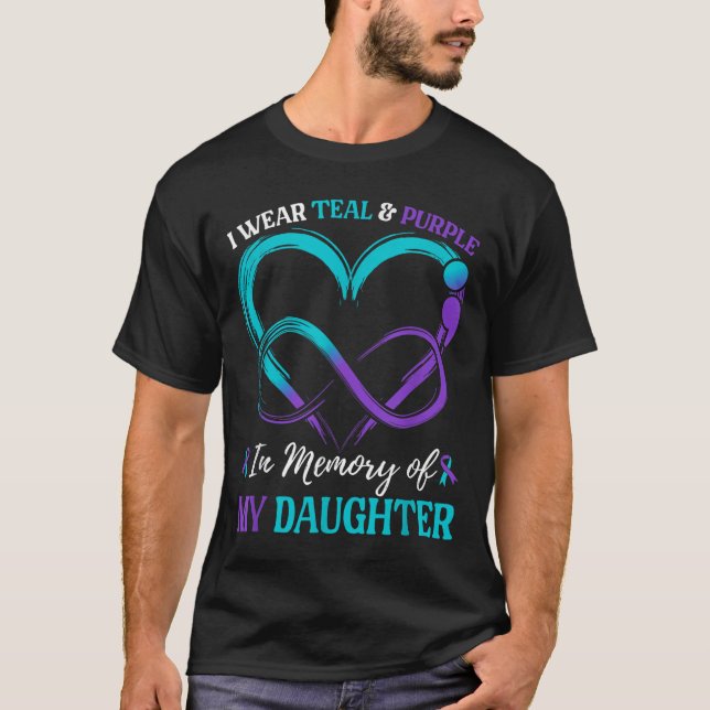 Camiseta Eu Visto Teal &amp; Puro Em Memória Da Minha Filha (Frente)