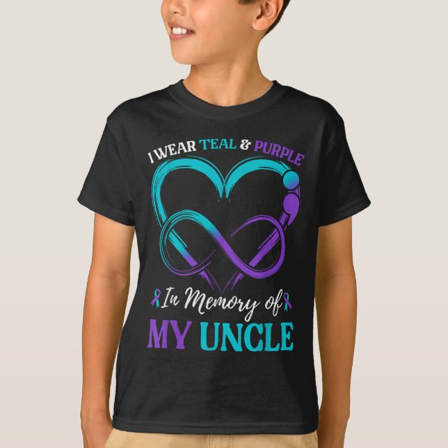 Camiseta Eu Visto Teal &amp; Purple Em Memória Do Meu Tio (Frente)