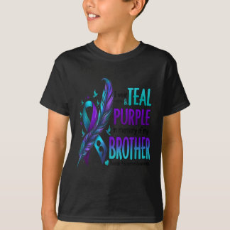 Camiseta Eu Visto Teal &amp; Purple Para Meu Irmão Suicídio