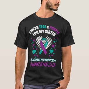 Camiseta Eu Visto Teal&amp;Purple Para Minha Irmã Preve Sui
