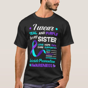 Camiseta Eu Visto Teal & Purple Para Minha Irmã Suicídi