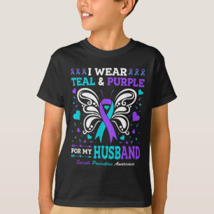 Camiseta Eu Visto Teal & Purple Para O Meu Marido