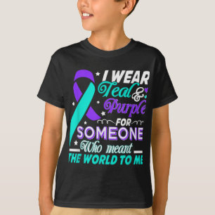 Camiseta Eu Visto Teal & Roxo Para Alguém Que Eu Amo Su