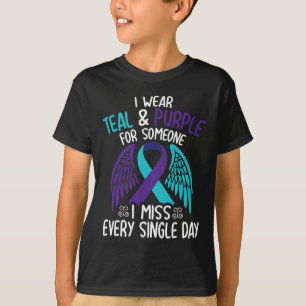 Camiseta Eu Visto Teal & Roxo Para Alguém Que Sinto Fal