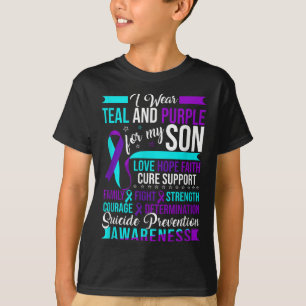 Camiseta Eu Visto Teal & Roxo Para O Meu Filho, Evitar