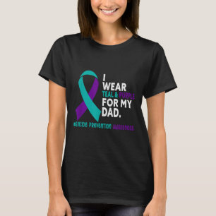 Camiseta Eu Visto Teal & Roxo Para O Meu Suicídio Pai E