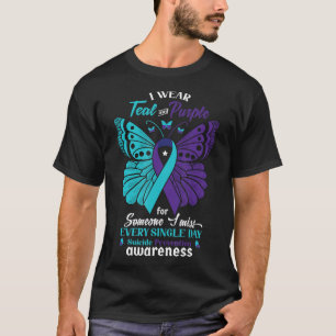 Camiseta Eu Visto Teal e Puro Suicídio Consciência Mental E