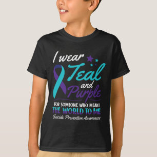 Camiseta Eu Visto Teal e Puro Suicídio Consciência Mental E