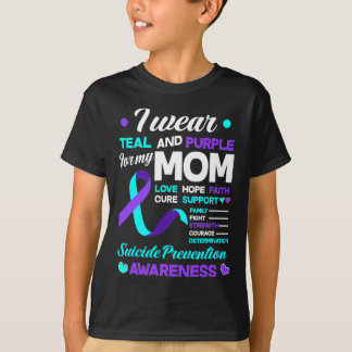 Camiseta Eu Visto Teal e Purple Para Minha Mãe, Suicídio Pr