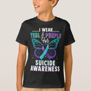 Camiseta Eu Visto Teal e Roxo Apoio à Consciência do Suicíd