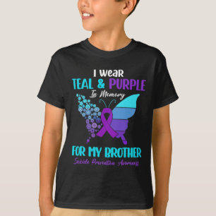 Camiseta Eu Visto Teal E Roxo Na Memória Do Irmão Suiciado