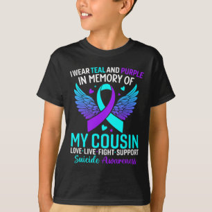 Camiseta Eu Visto Teal E Roxo Para A Minha Peste De Suicídi