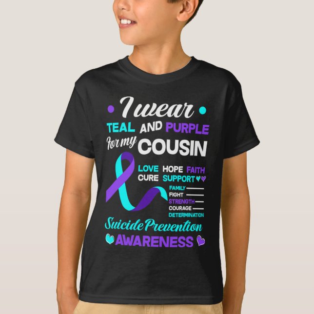 Camiseta Eu Visto Teal E Roxo Para A Minha Peste De Suicídi (Frente)