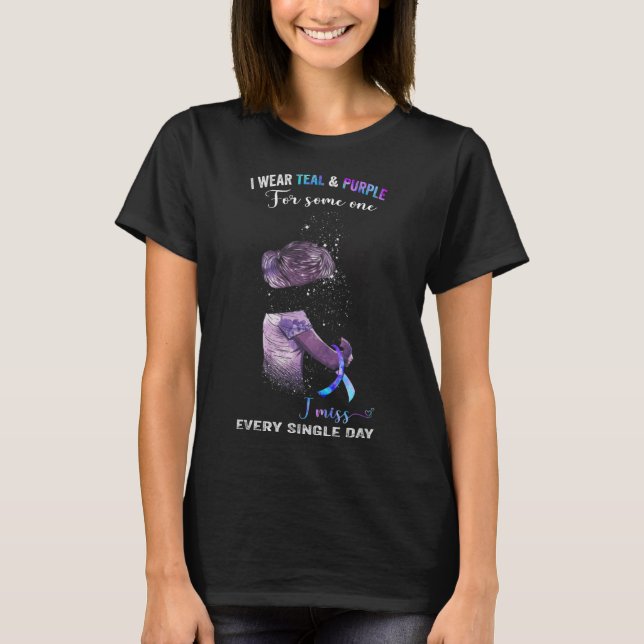 Camiseta Eu Visto Teal E Roxo Para A Prevenção Do Suicídio  (Frente)