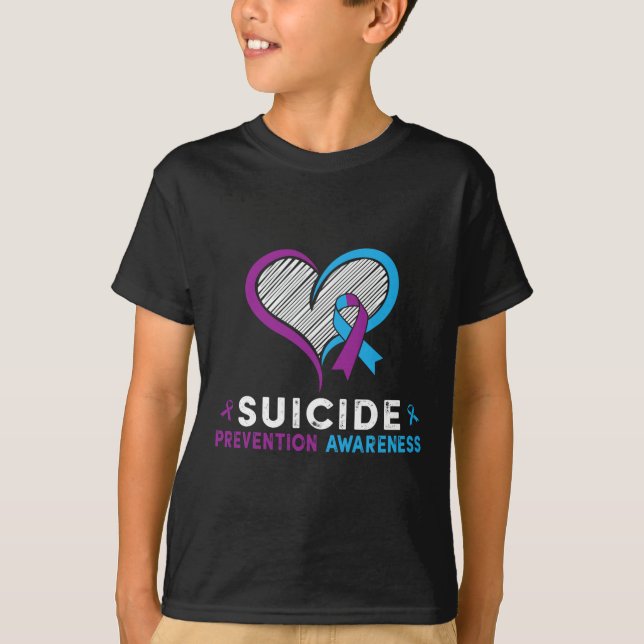 Camiseta Eu Visto Teal E Roxo Para A Prevenção Do Suicídio  (Frente)