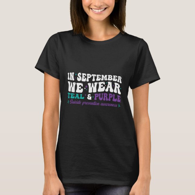 Camiseta Eu Visto Teal E Roxo Para A Prevenção Do Suicídio  (Frente)