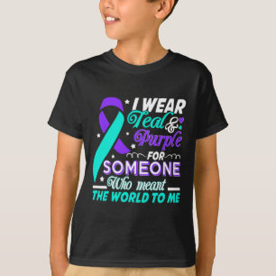 Camiseta Eu Visto Teal E Roxo Para Alguém Que Eu Amo Suicíd