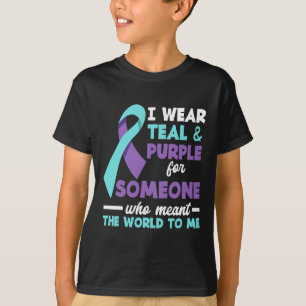 Camiseta Eu Visto Teal e Roxo Para Alguém Que Eu Amo Suicíd