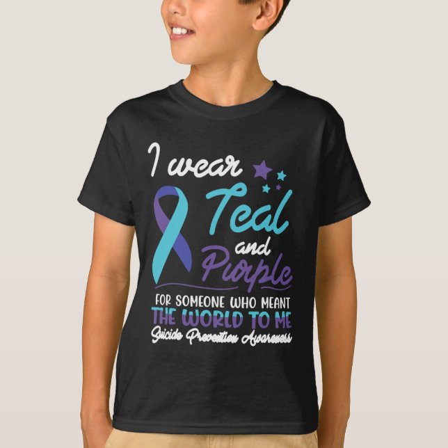 Camiseta Eu Visto Teal E Roxo Para Alguém Que Quer Dizer O  (Frente)